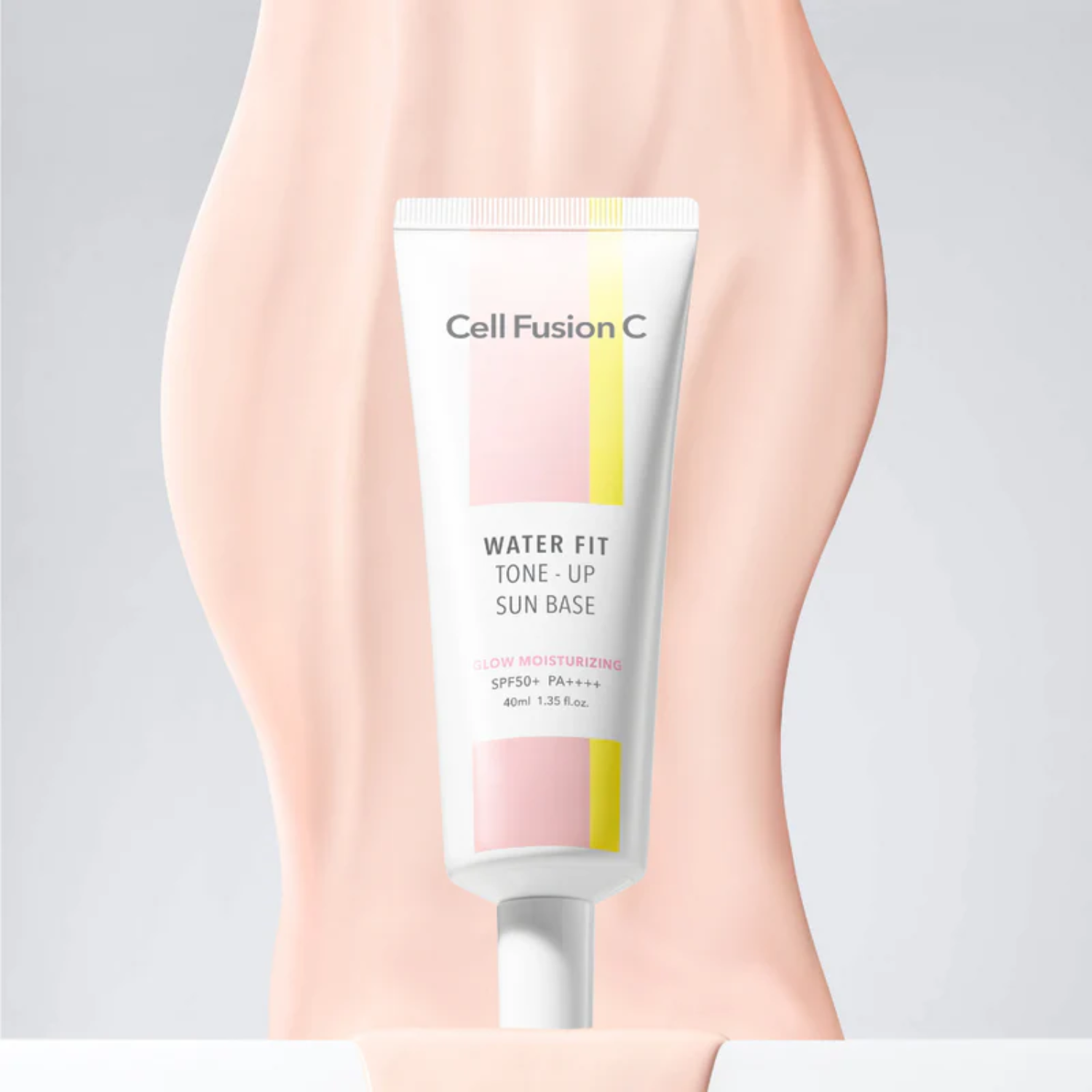 Cell Fusion C Water Fit Tone-up Sun Base face primer in 40ml bottle, smooth texture with a luminous finish