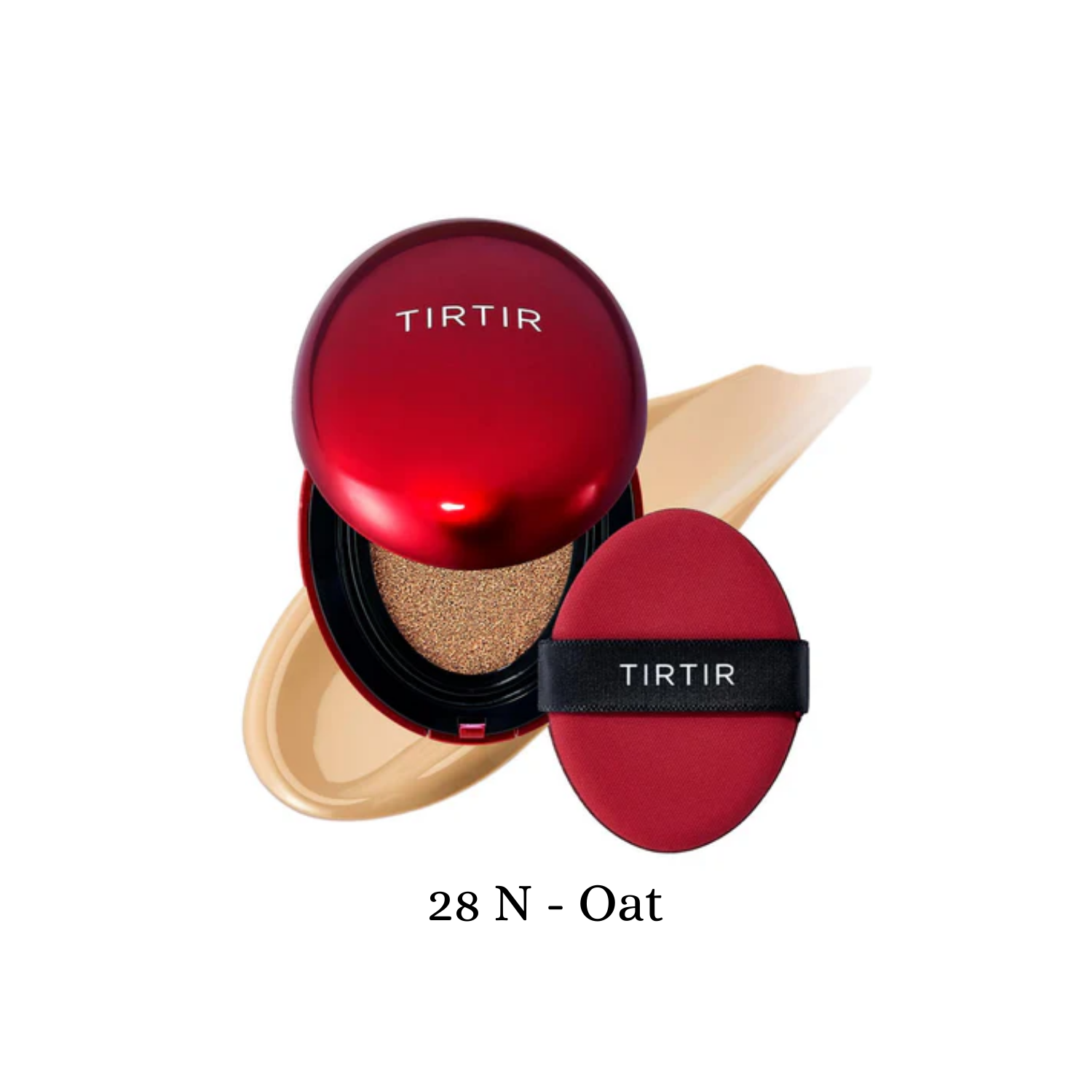 TIRTIR Mask Fit Red Cushion foundation with compact case and applicator, designed for smooth, even skin coverage.