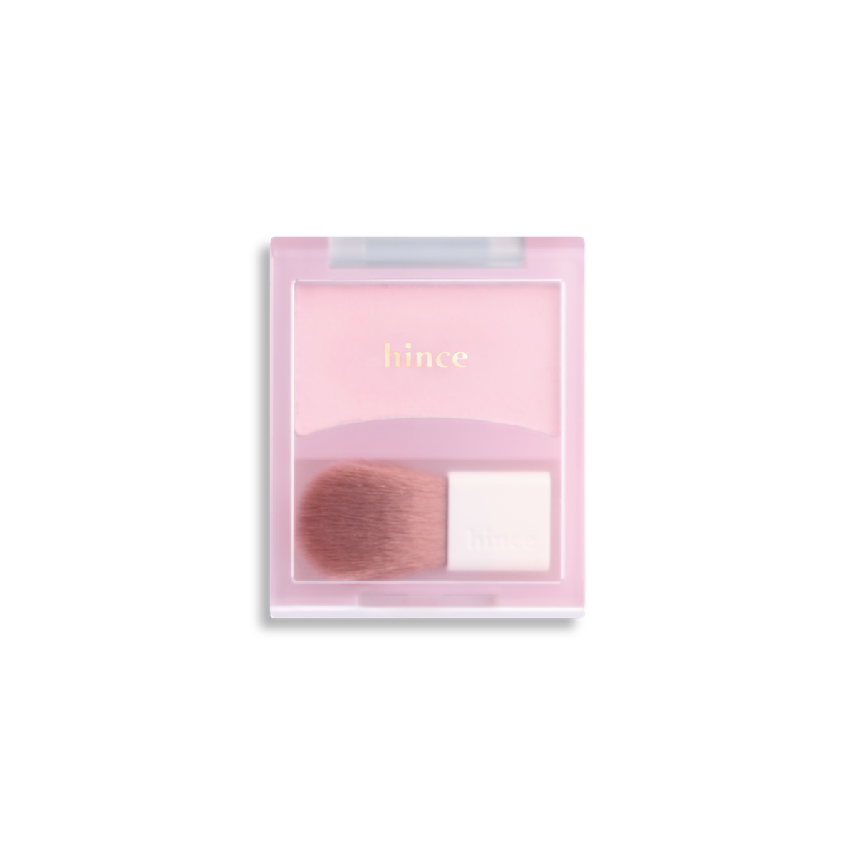 Hince Hug Layer Cheek Blush in a compact with soft pink and coral shades, showcasing a smooth, blended application on cheeks.