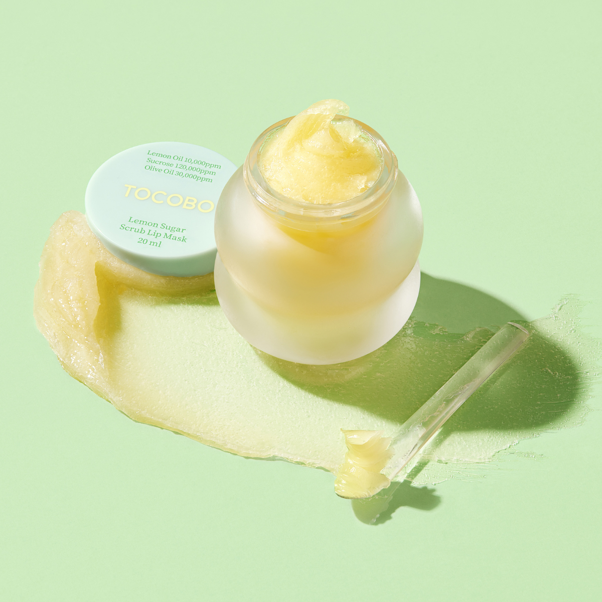 TOCOBO Lemon Sugar Scrub Lip Mask in 20ml jar, creamy lip treatment with lemon and sugar exfoliants, smooth and hydrating for lips.