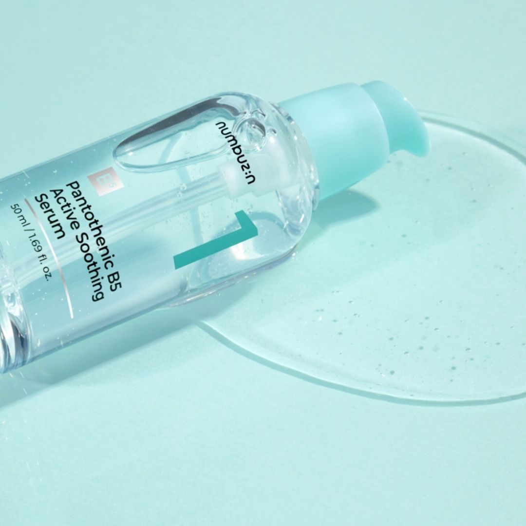 Numbuzin No. 1 Pantothenic B5 Active Soothing Serum in a 50ml bottle, shown with the serum applicator and product packaging.