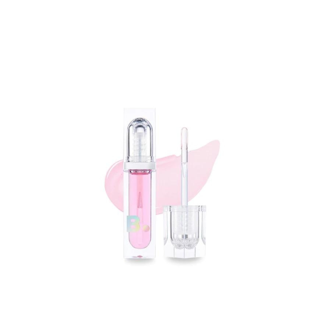 Banila Co volume lip plumper showing a clear tube with pink-tinted lip gloss for fuller lips.