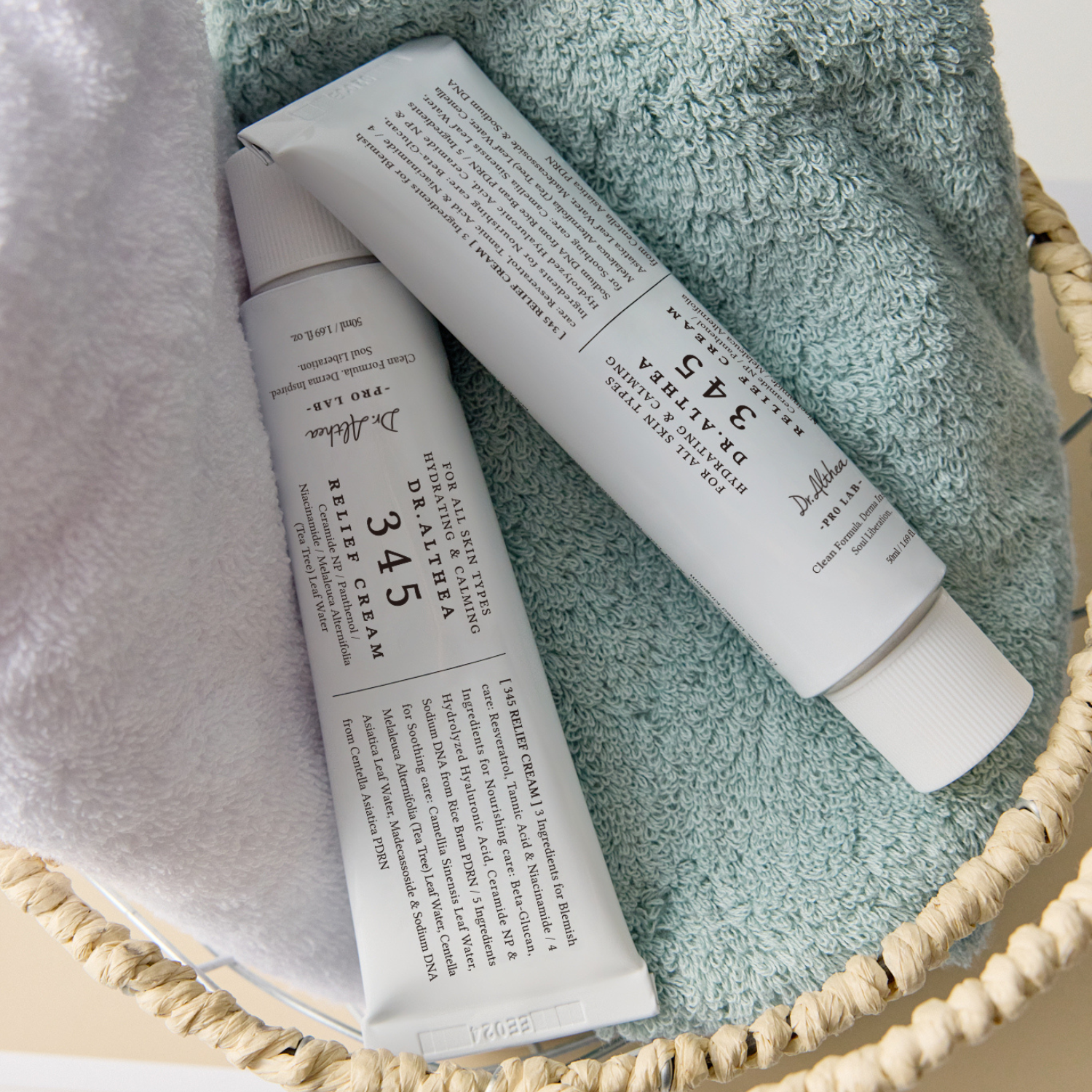 Dr. Althea 345 Relief Cream face moisturizer in 50ml jar, showcasing the creamy texture and soothing skincare benefits.