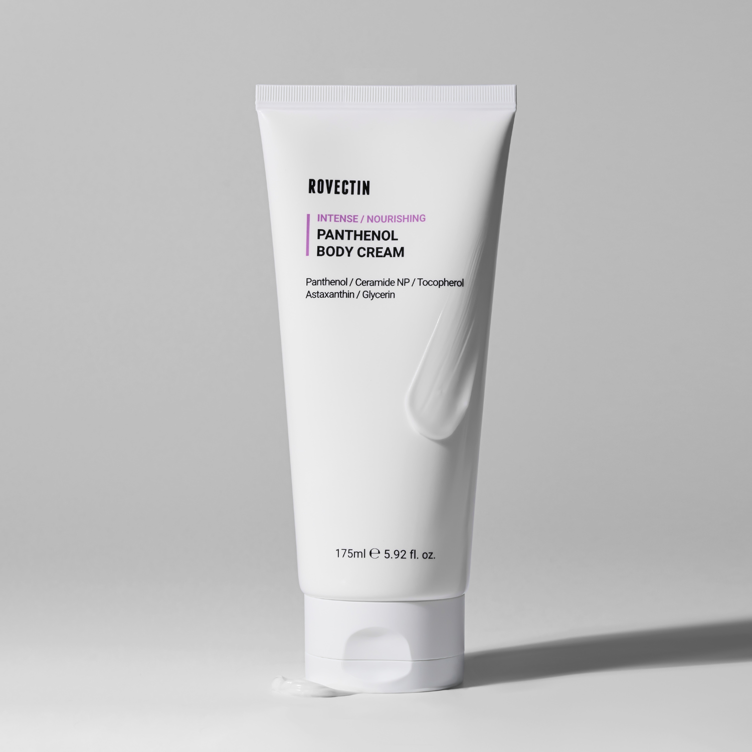 Rovectin Intense Panthenol Body Cream 175ml, face moisturizer with rich, soothing formula and smooth cream texture.