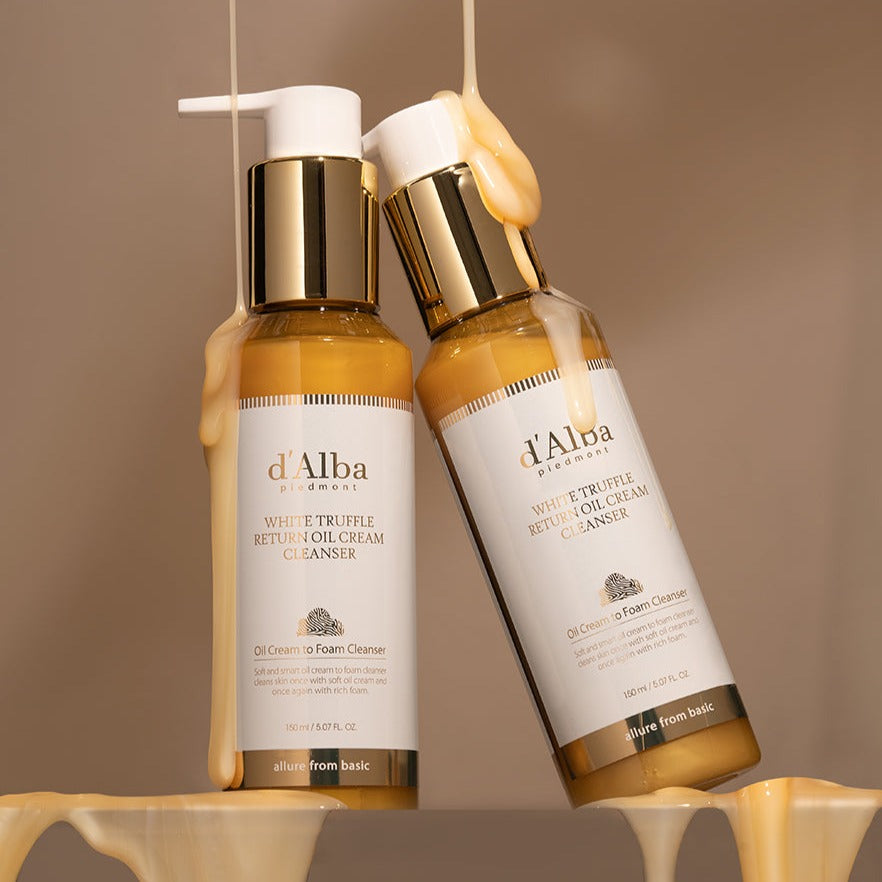 d'Alba White Truffle Return Oil & Balm Cleanser 150ml, creamy cleanser with white truffle extract for gentle skincare.