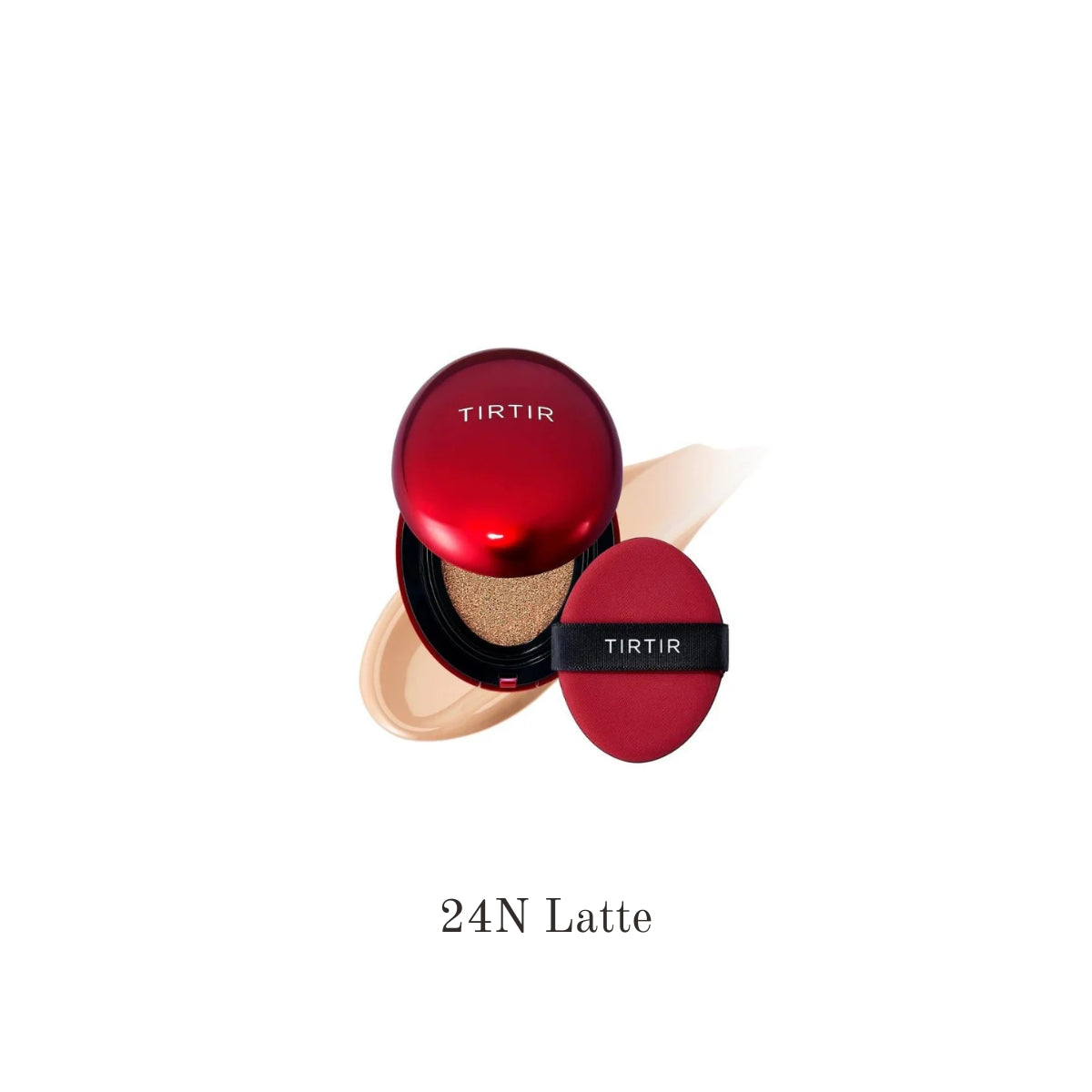 Red mini cushion foundation by TIRTIR with a compact, portable design, perfect for lightweight, on-the-go makeup touch-ups.