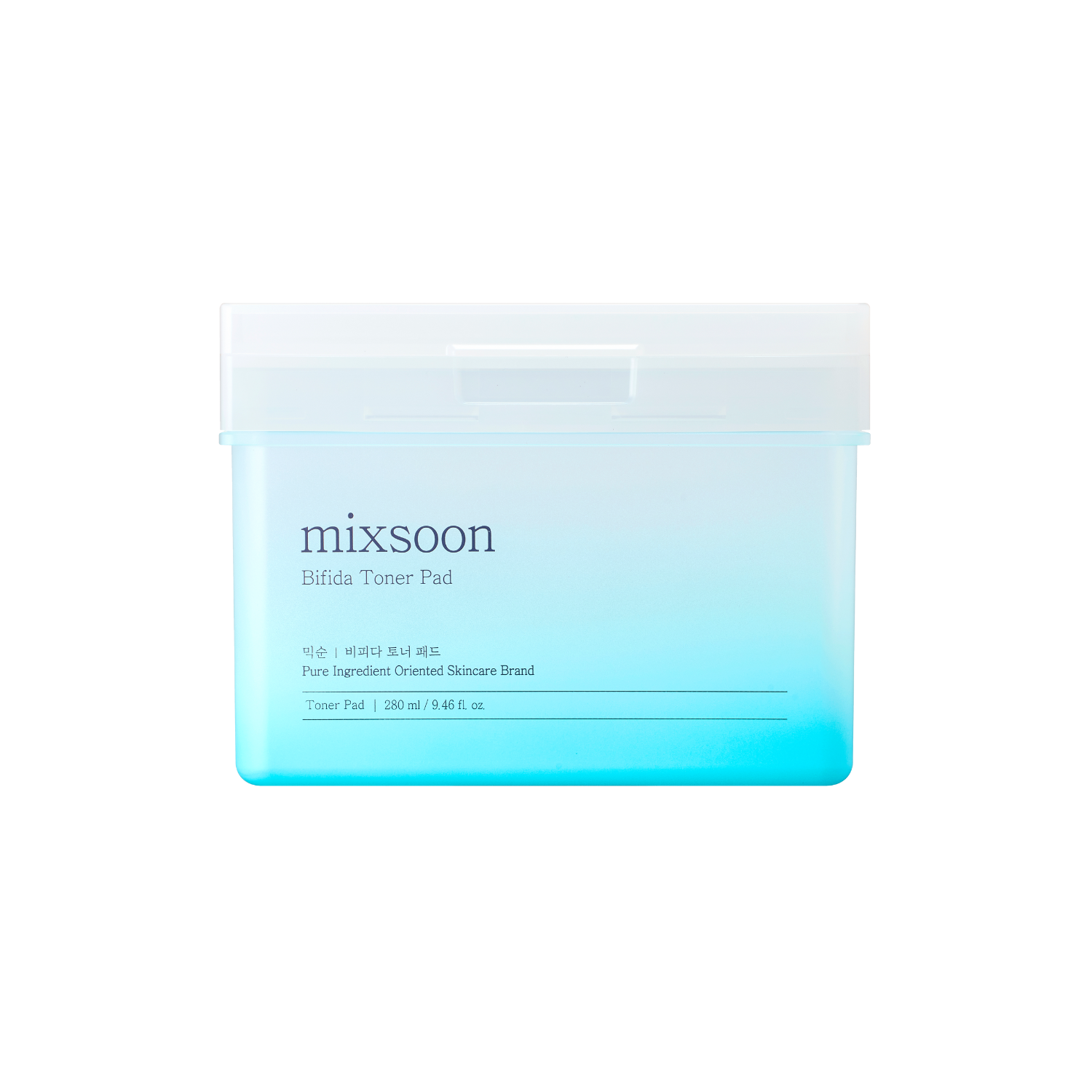 Mixsoon Bifida Toner Pad 120-piece set, showing neatly arranged exfoliating toner pads for skincare.