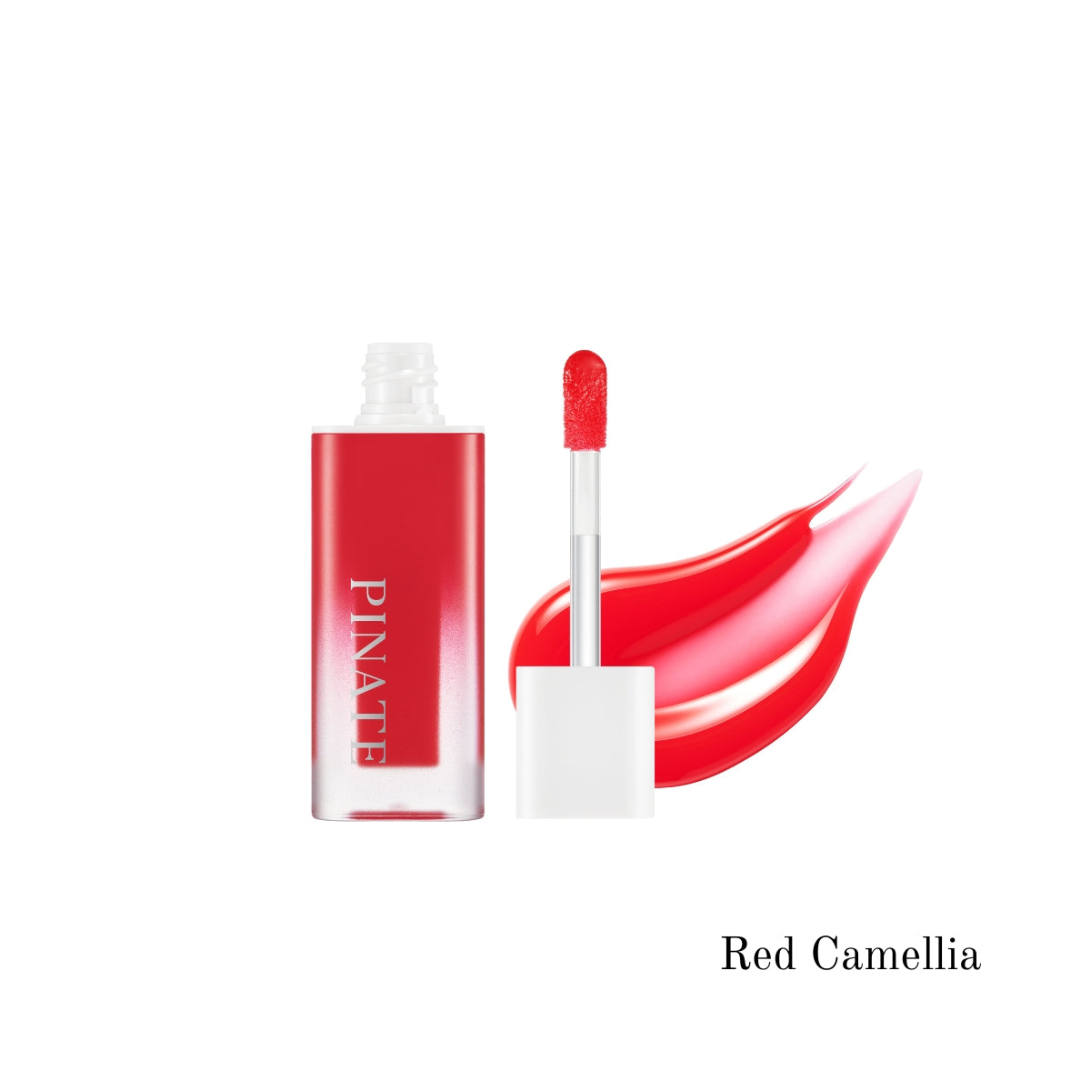 Pinate Natural Bloom Lip Oil Serum in clear lip gloss tube with pink floral design, showcasing nourishing lip gloss product.