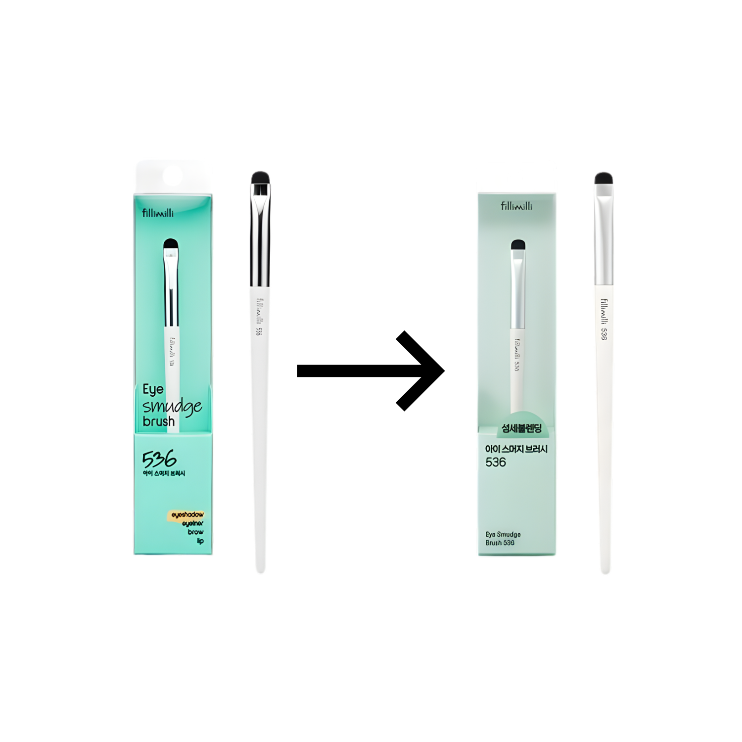 Fillimilli Eye Smudge Brush 536 makeup brush with soft bristles for precise eye makeup application and blending.