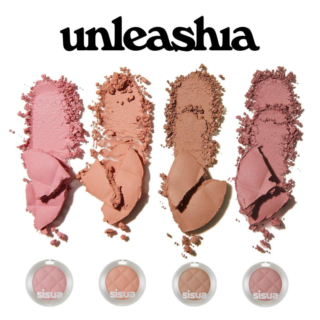 Unleashia Butter Waffle Dough Blusher in a compact, peachy-pink shade, with smooth, creamy texture and soft, rounded edges.