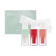 Pinate Natural Bloom Lip Oil Serum 3-Color Set featuring colorful lip tints with nourishing oil for vibrant, glossy lips.
