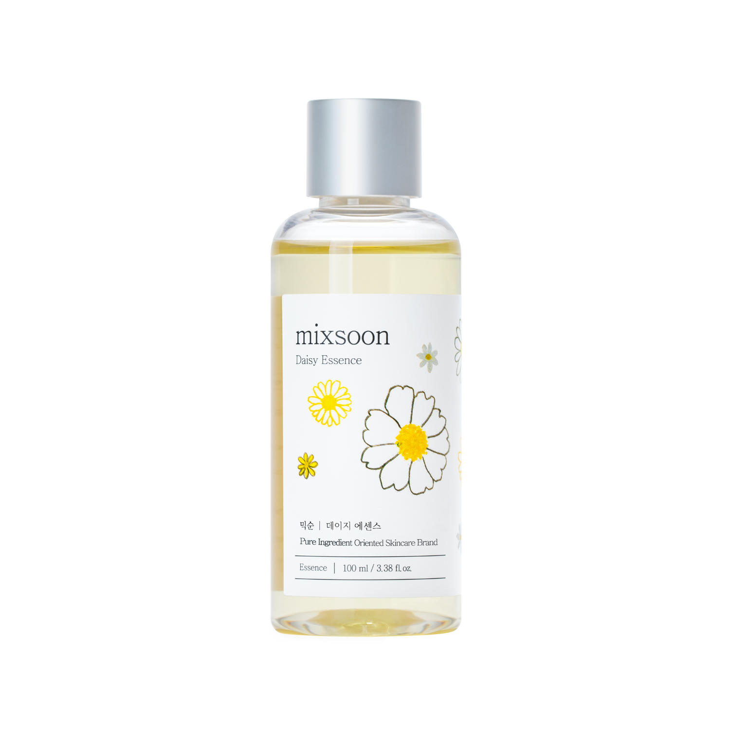 Mixsoon Daisy Essence 100ml bottle, a floral skincare essence with a clear liquid and floral packaging.