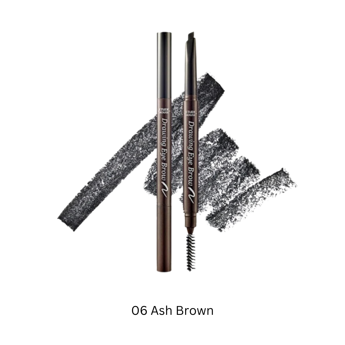 Etude House Drawing Eye Brow in eyebrow pencil form with natural shades and precise application tips.