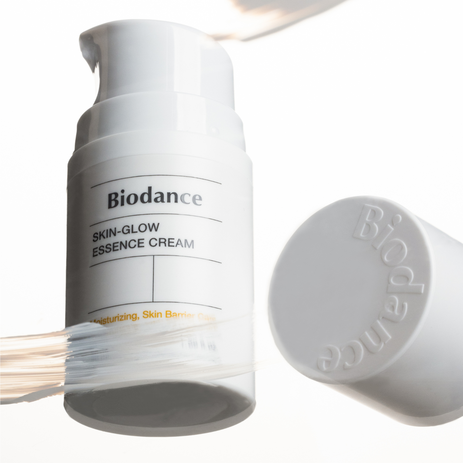 Biodance Skin-Glow Essence Cream 50ml face moisturizer with smooth, hydrating texture and a sleek, light-colored jar.