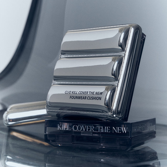Clio Kill Cover The New Founwear Cushion foundation with refill, showing the padded cushion case and compact design.