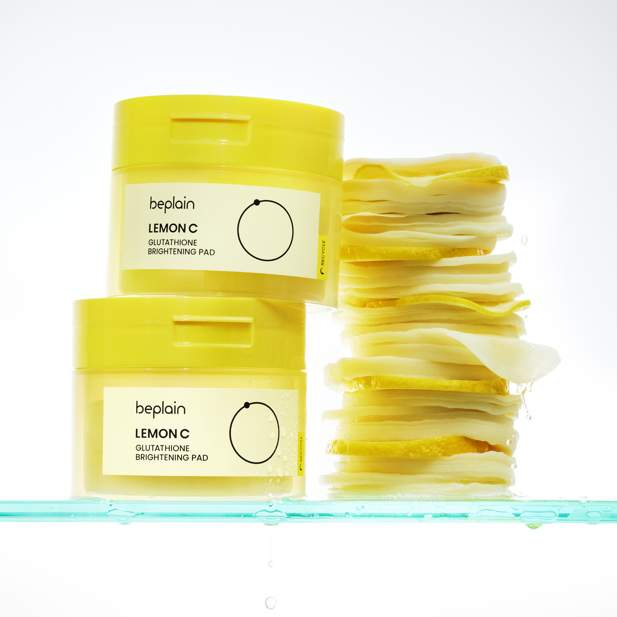 Beplain Lemon C Glutathione Brightening Toner Pad with 70 pads, showcasing the package of brightening skincare toner pads.