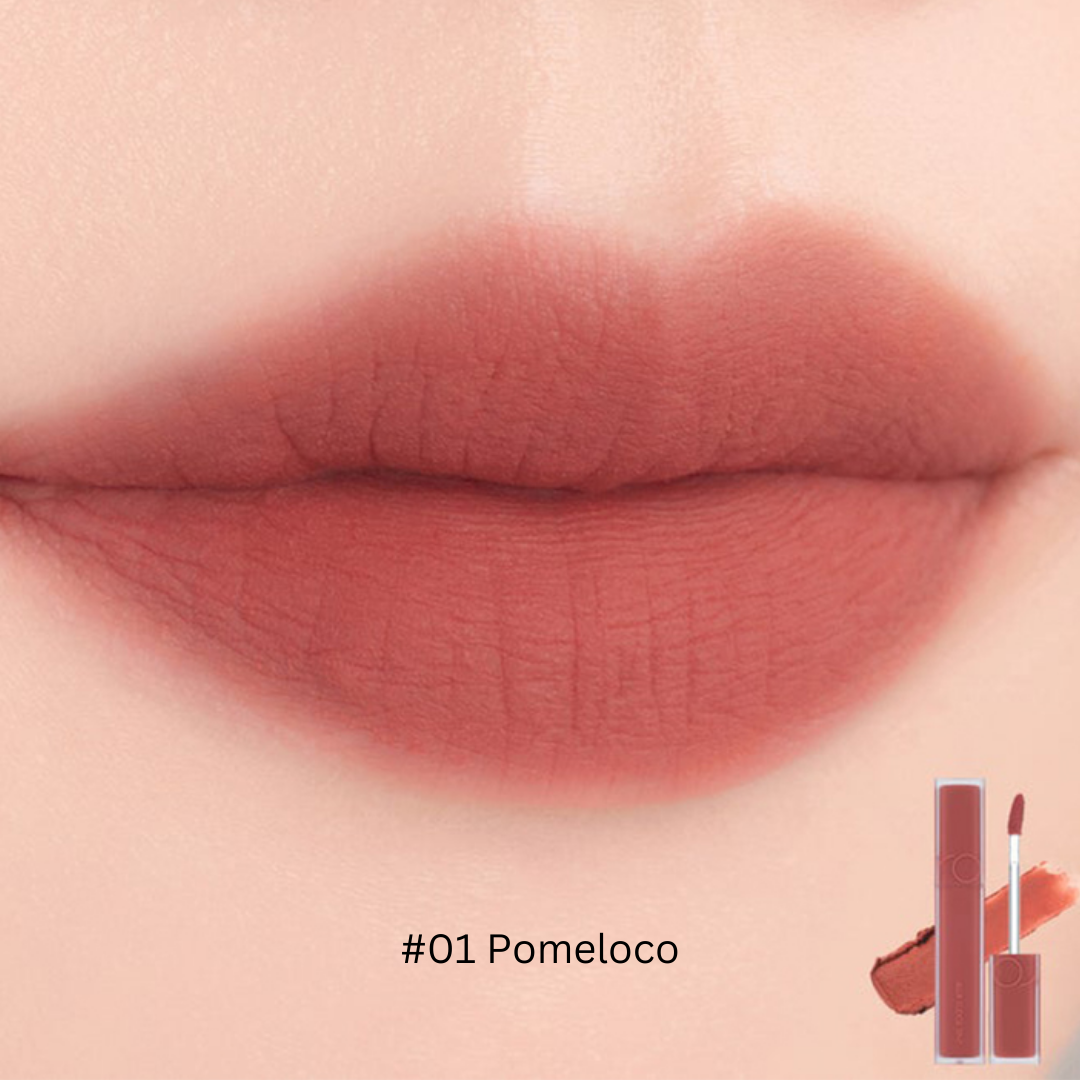 Rom&nd Blur Fudge Lip Tint in shade 63, showcasing a smooth, creamy lip tint with a blurred, natural finish on lips.