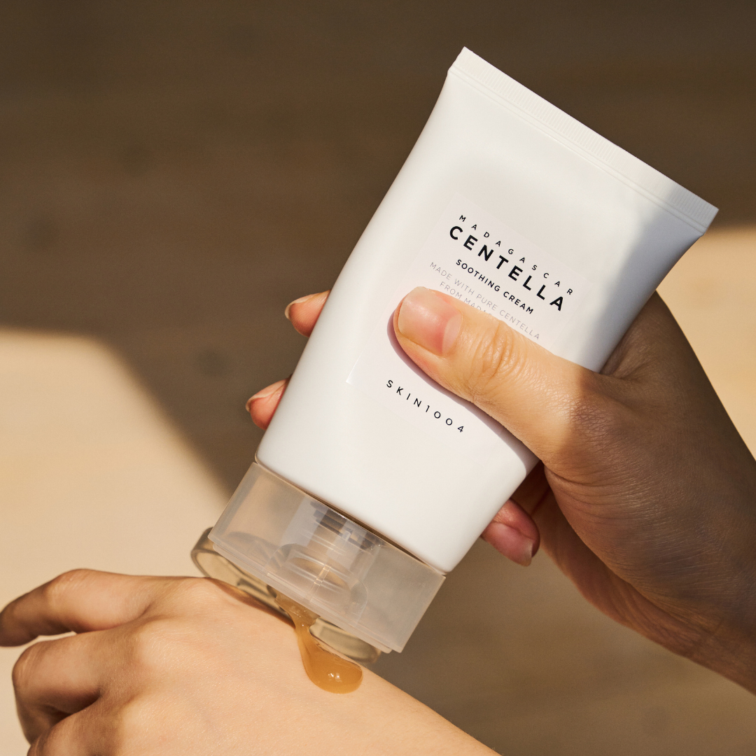 SKIN1004 Madagascar Centella Soothing Cream 75ml face moisturizer with calming, hydrating formula and natural ingredients.