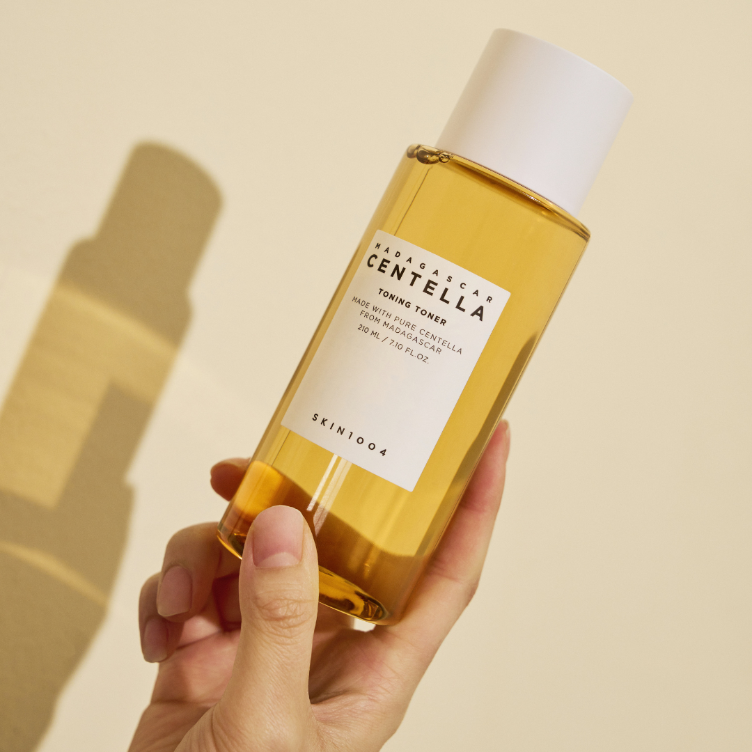 SKIN1004 Madagascar Centella Toning Toner in 210ml bottle, showing the clear liquid and minimalist label design.