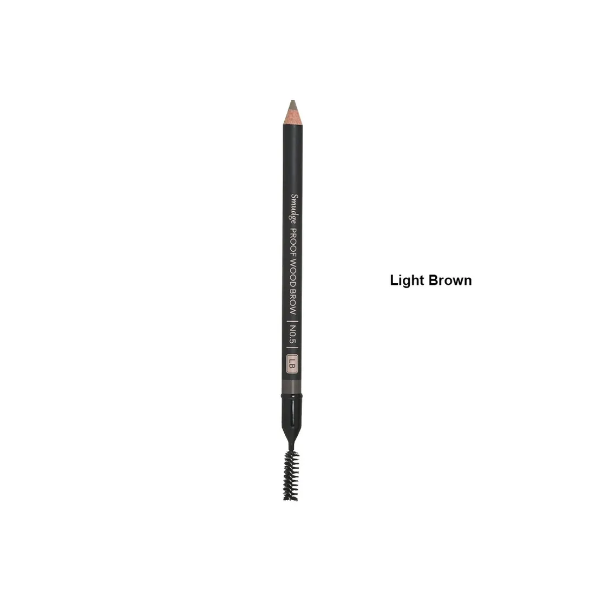 Missha smudgeproof wood eyebrow pencil with sharp tip and natural brown color for precise eyebrow definition.