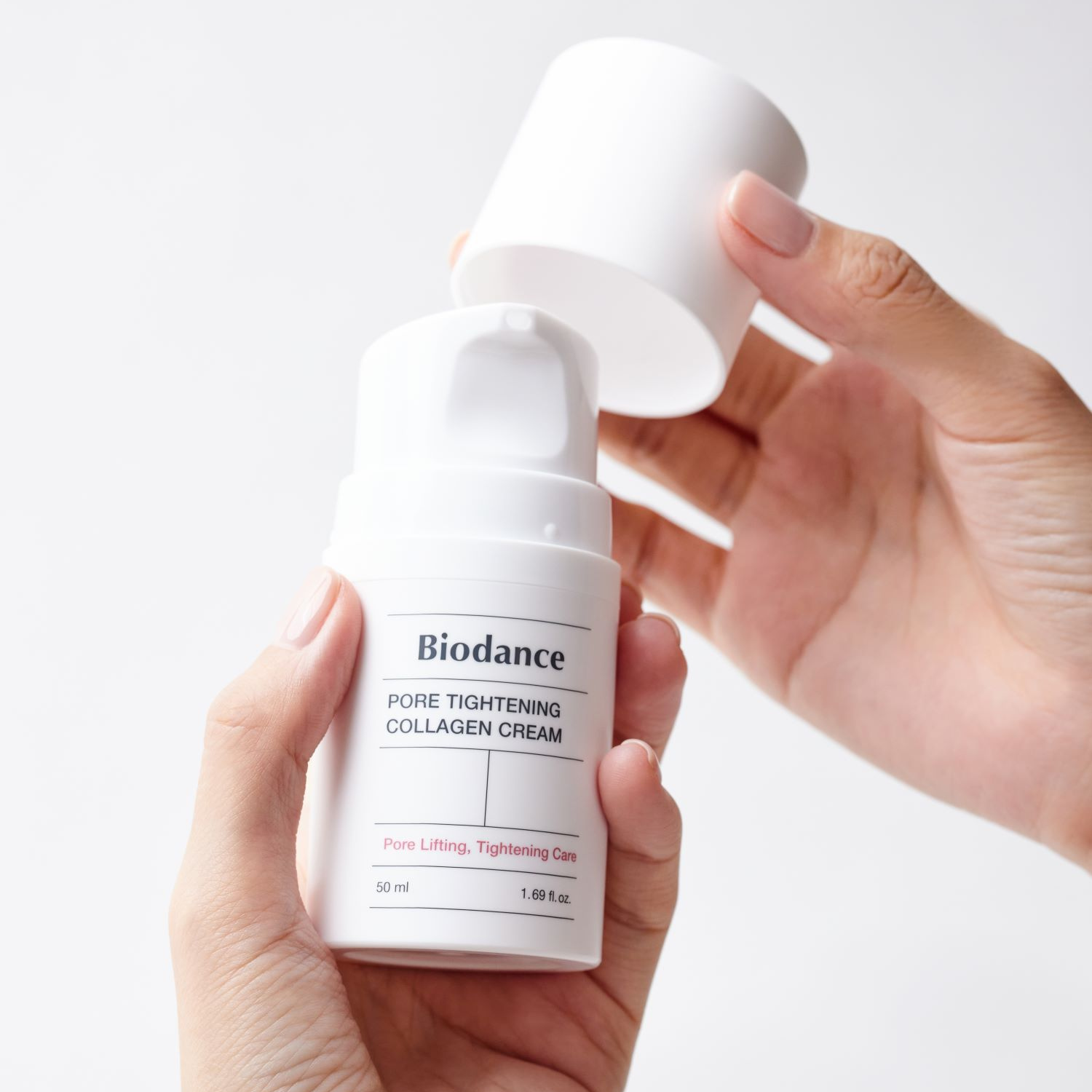 Biodance pore tightening collagen face moisturizer in 50ml jar, showing creamy texture and sleek packaging.