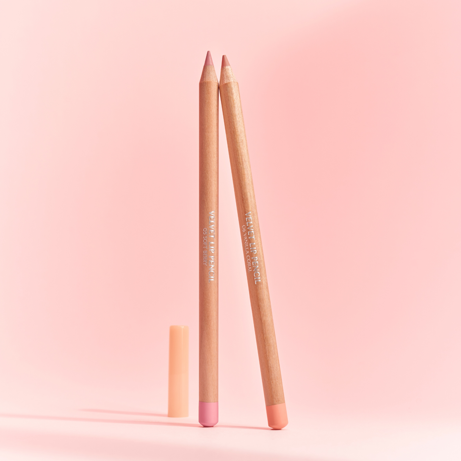 Clio Velvet Lip Pencil Set featuring six lip liner pencils in various shades on a white background.