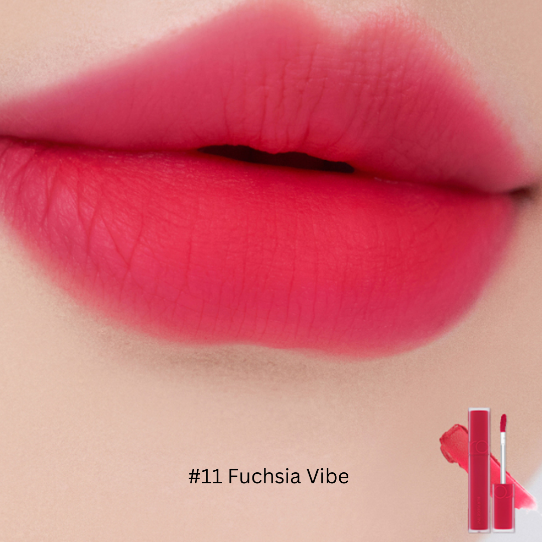 Rom&nd Blur Fudge Lip Tint in a sleek tube, showcasing the lip tint's creamy texture and natural nude shade.