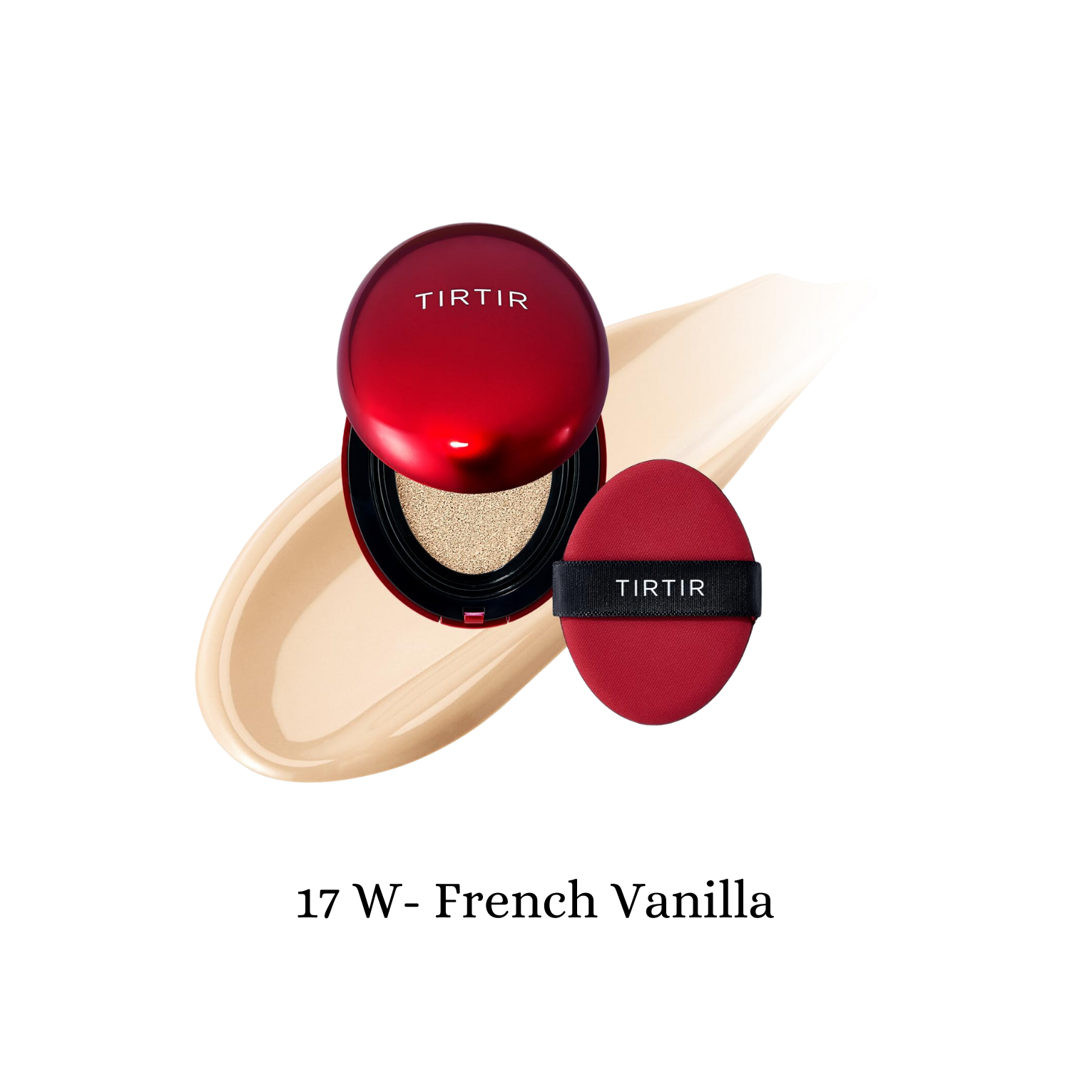 TIRTIR Mask Fit Red Cushion foundation in a compact with a smooth, natural finish and red packaging.