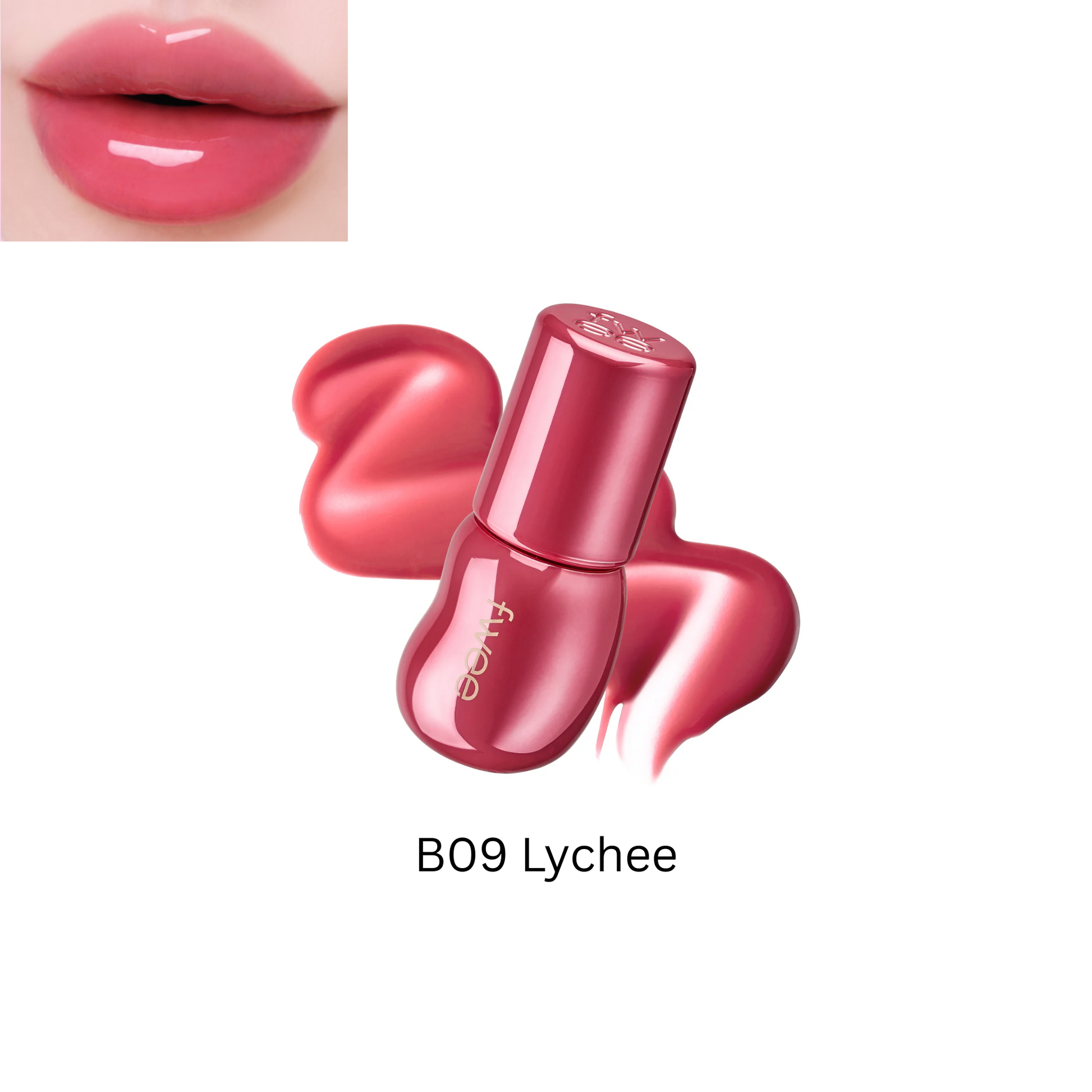Fwee 3D Voluming Gloss 70% lip gloss with shiny, plumping finish, featuring a sleek applicator and transparent gloss in a clear tube