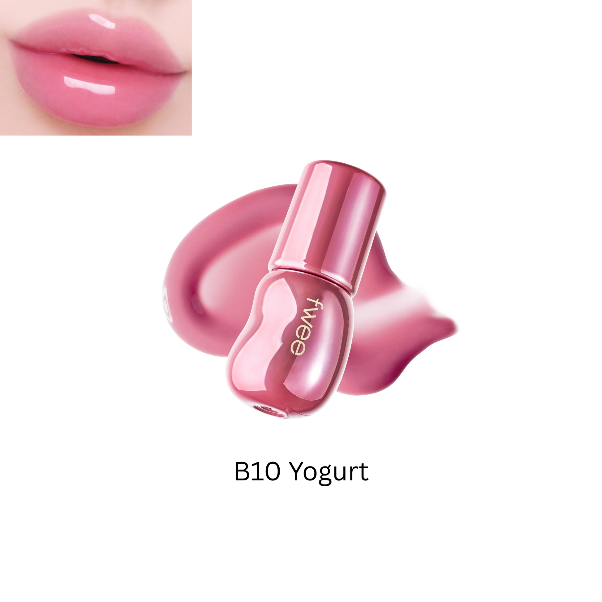 Fwee 3D Voluming Gloss 70% lip gloss in a clear tube with a shiny, glossy finish and applicator wand visible.