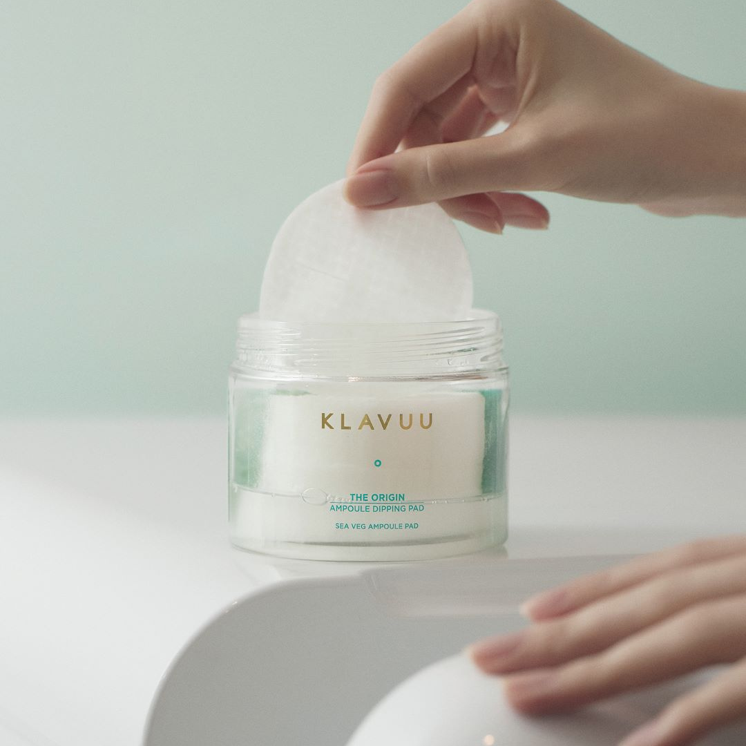 Klavuu The Origin Ampoule Dipping Pad 50pcs, toner pads for skincare, with a soft, textured surface for gentle application
