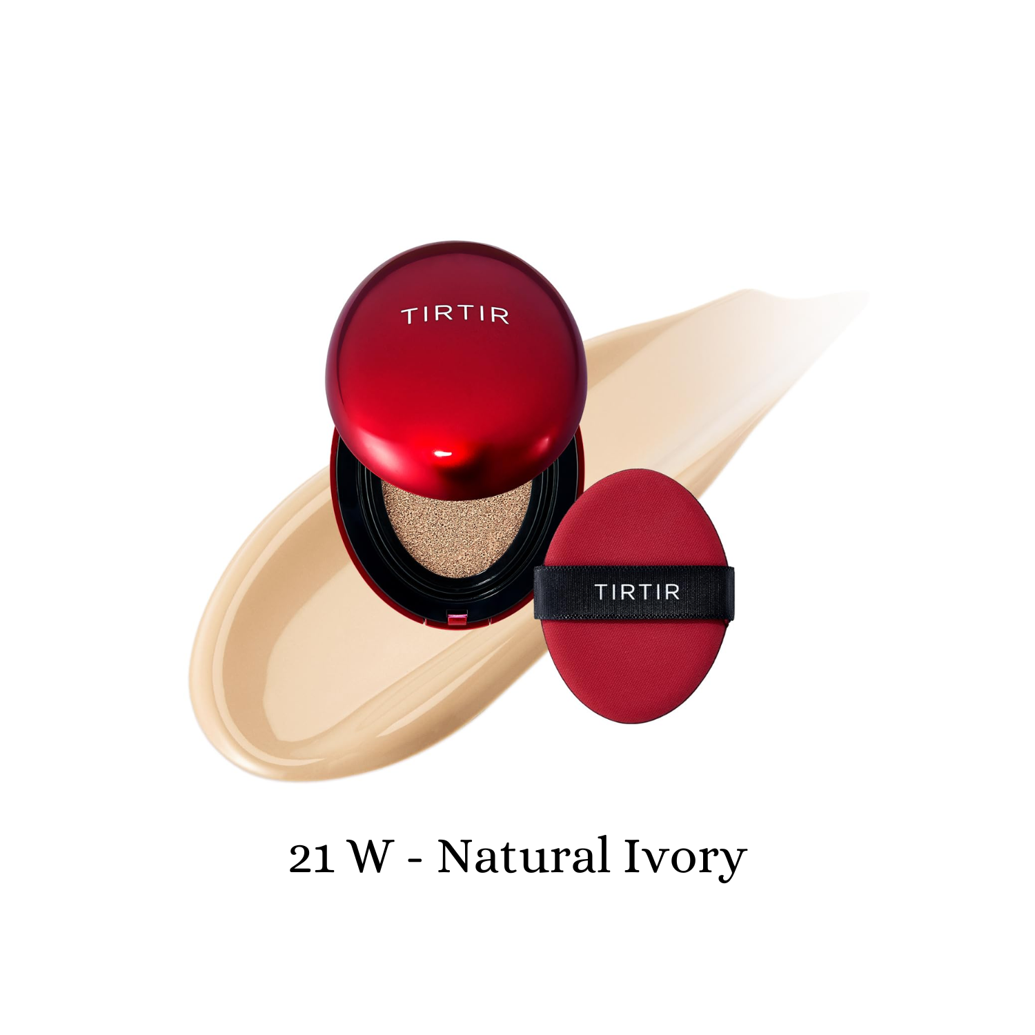 TIRTIR Mask Fit Red Cushion foundation compact with smooth, red-toned cushion for flawless makeup application.
