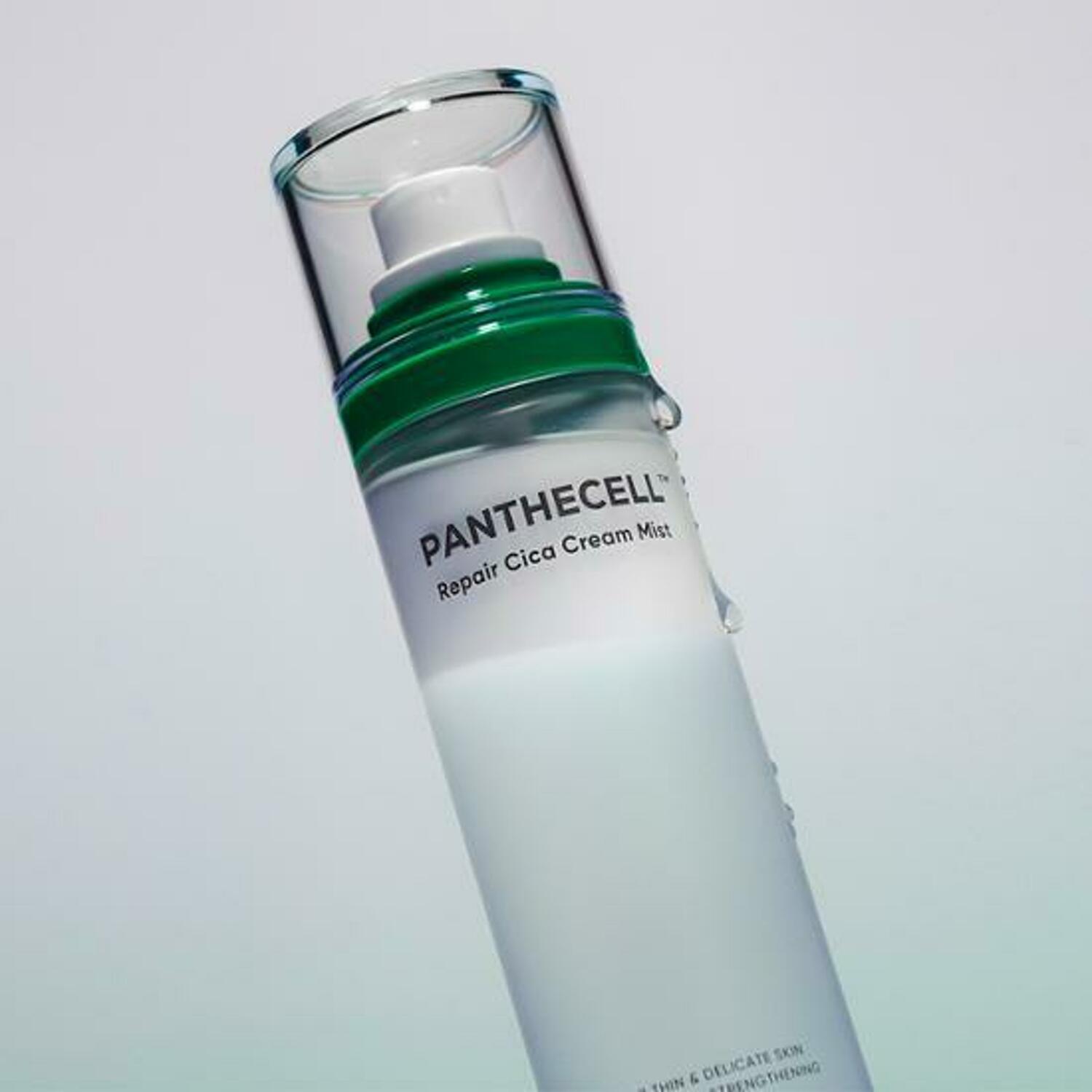 Bioheal BOH Panthecell Repair Cica Cream Mist in a 120ml spray bottle, designed for facial skin hydration and soothing.