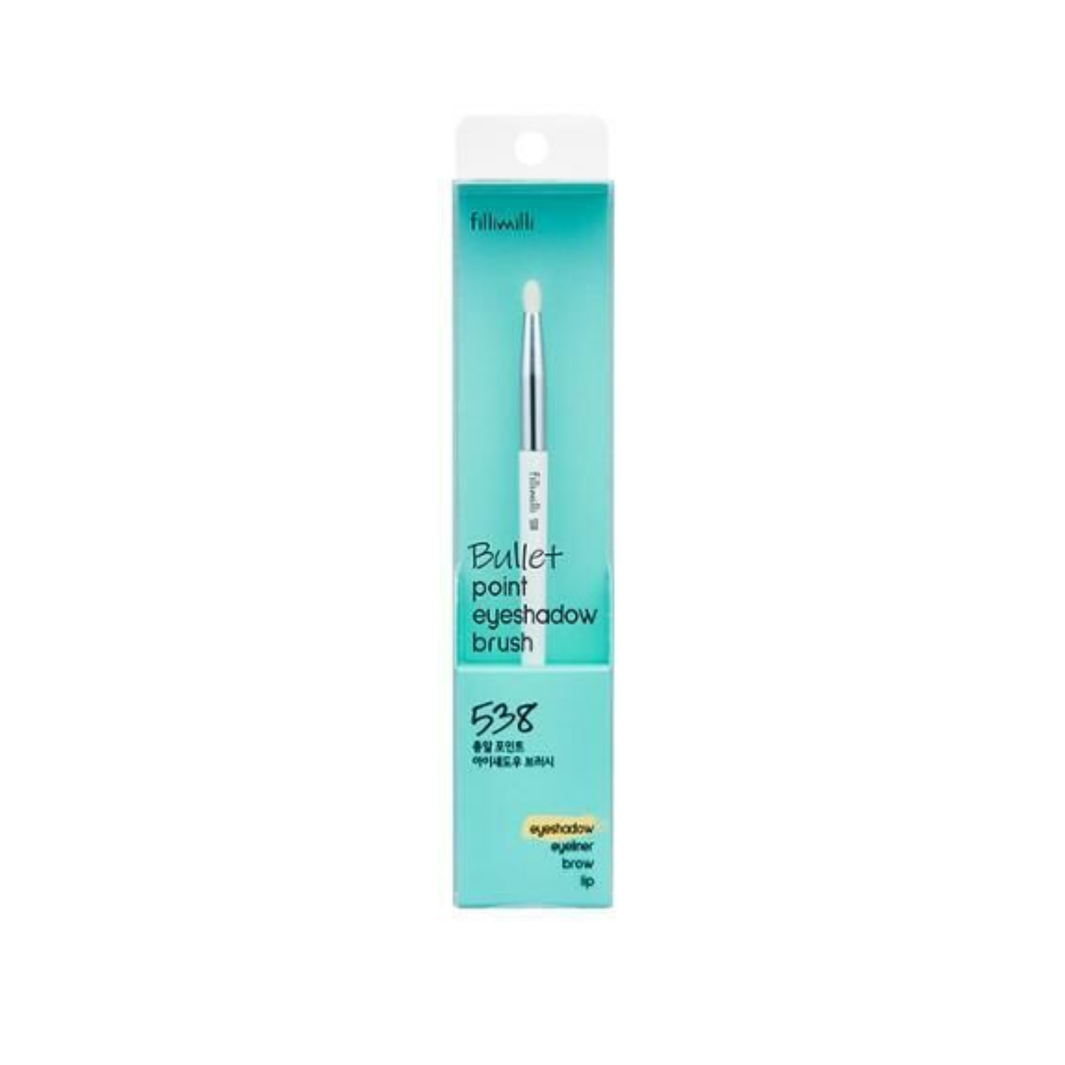 Fillimilli Bullet Point Eyeshadow Brush 538 for precise eyeshadow application, featuring a slim, pointed makeup brush design.