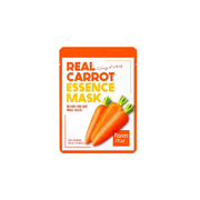 Farmstay Real Carrot Essence Sheet Mask showing a packaged facial mask with carrot imagery and branding.