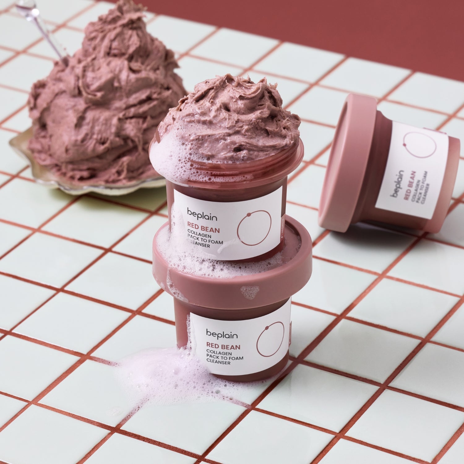 Beplain Red Bean Collagen Pack To Foam Cleanser 100ml - Shop K-Beauty in Australia