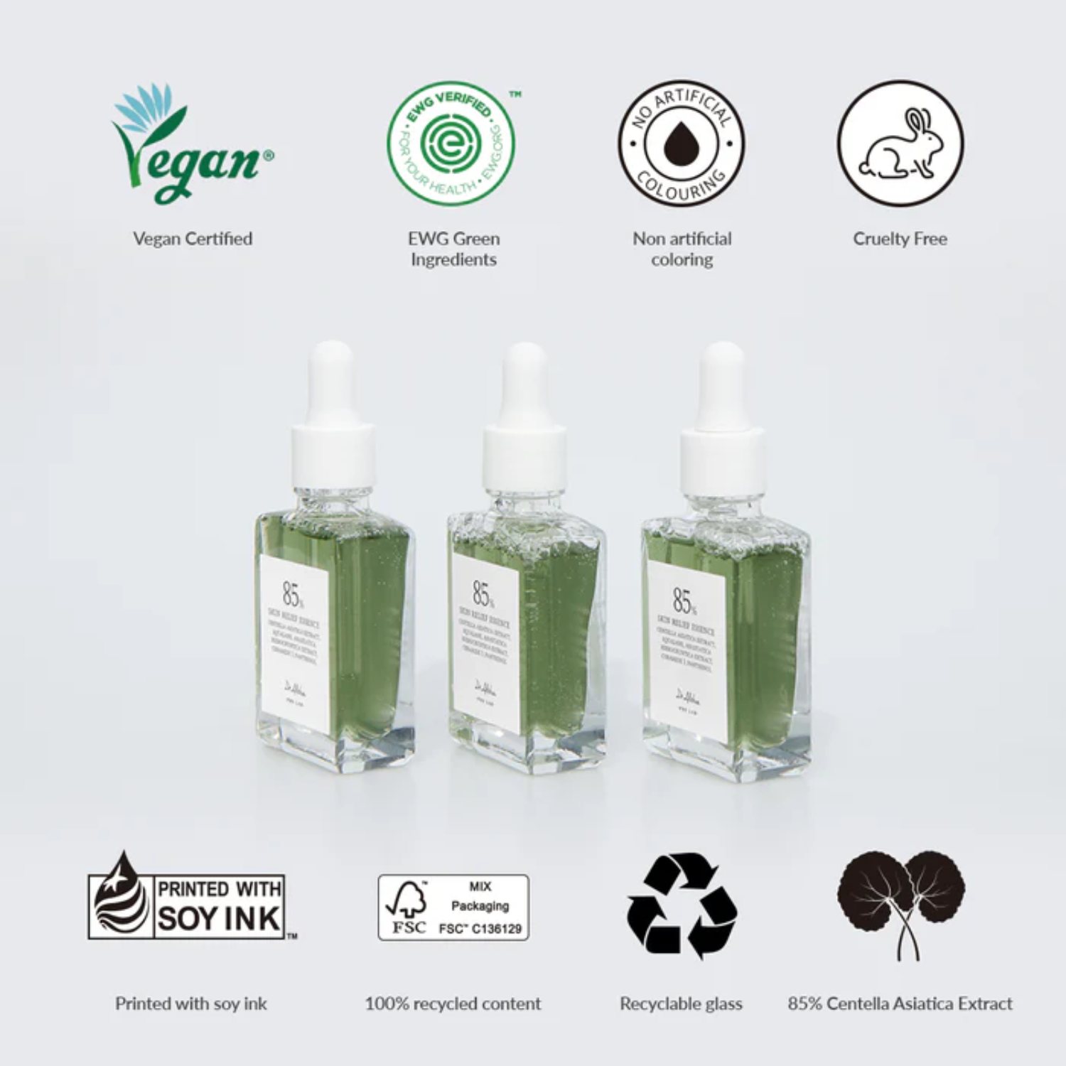 Dr. Althea Skin Relief Essence 30ml bottle with clear liquid and minimalist label, designed for soothing and hydrating skin.