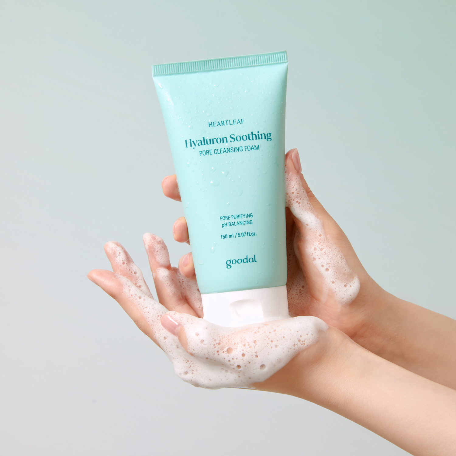 Goodal Houttuynia Cordata Hyaluron soothing pore cleansing foam in a 150ml gel and foam cleanser bottle.