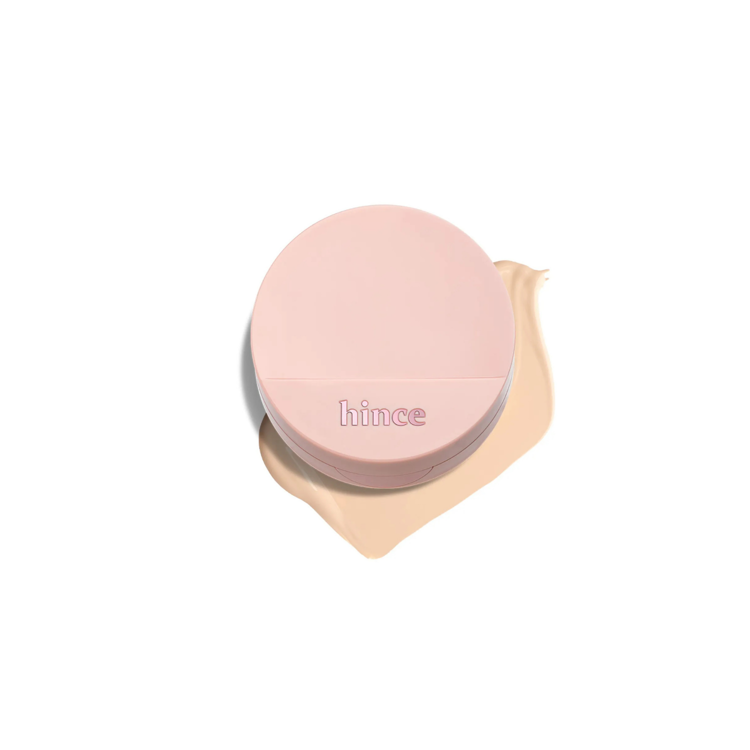 Hince Cover Master Pink Cushion foundation in a compact with pink packaging, featuring a sponge applicator and mirror.