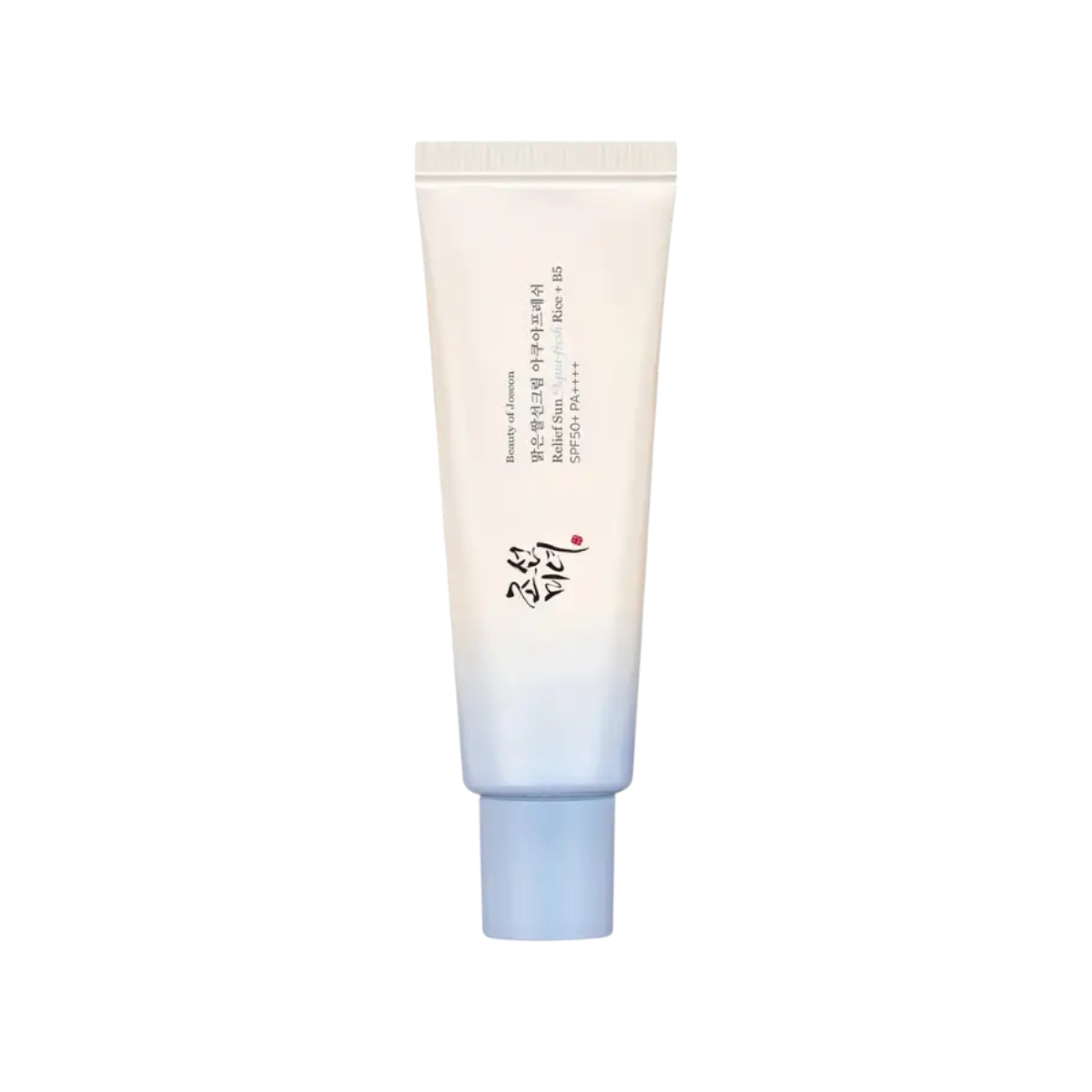 Beauty of Joseon Relief Sun Aqua-Fresh sunscreen in 50ml bottle, featuring rice extract and B5 for skin protection and hydration.