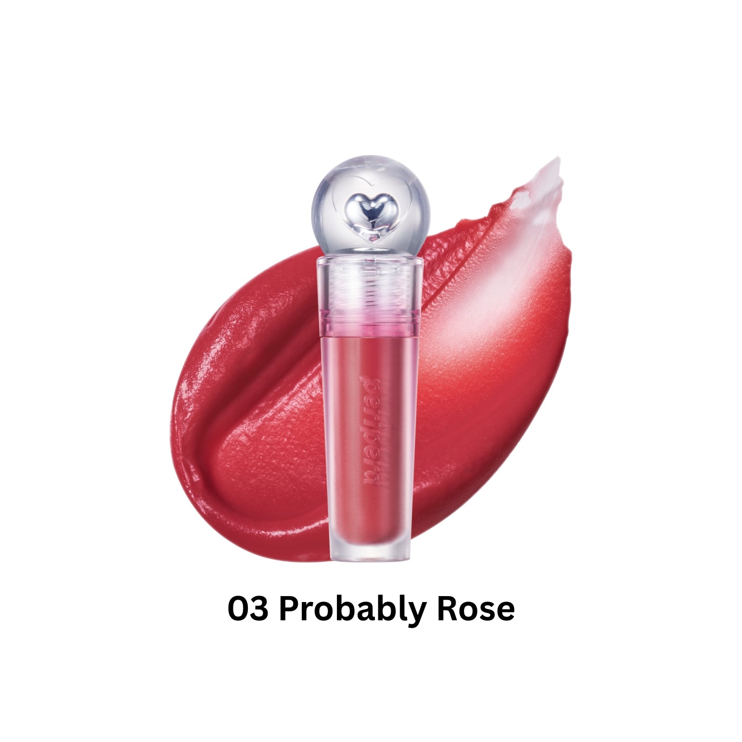 Peripera Ink Jellable Lip Tint in vibrant pink, glossy finish, applied on lips with a smooth, jelly-like texture.