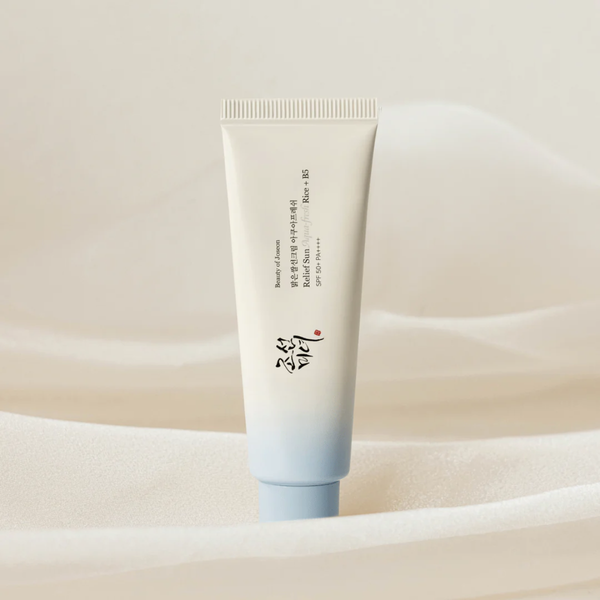 Beauty of Joseon Relief Sun Aqua-Fresh sunscreen in 50ml bottle, featuring rice and B5 for skin hydration and sun protection.