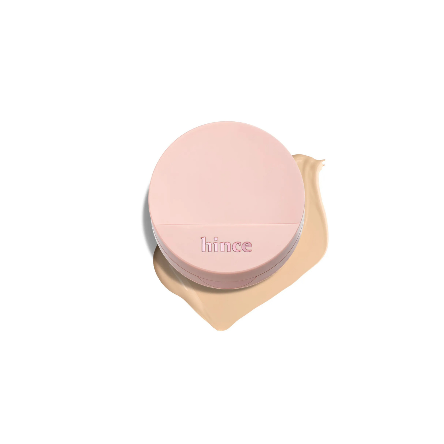 Hince Cover Master Pink Cushion foundation in a compact with a pink cover and applicator, showcasing its sleek design and packaging