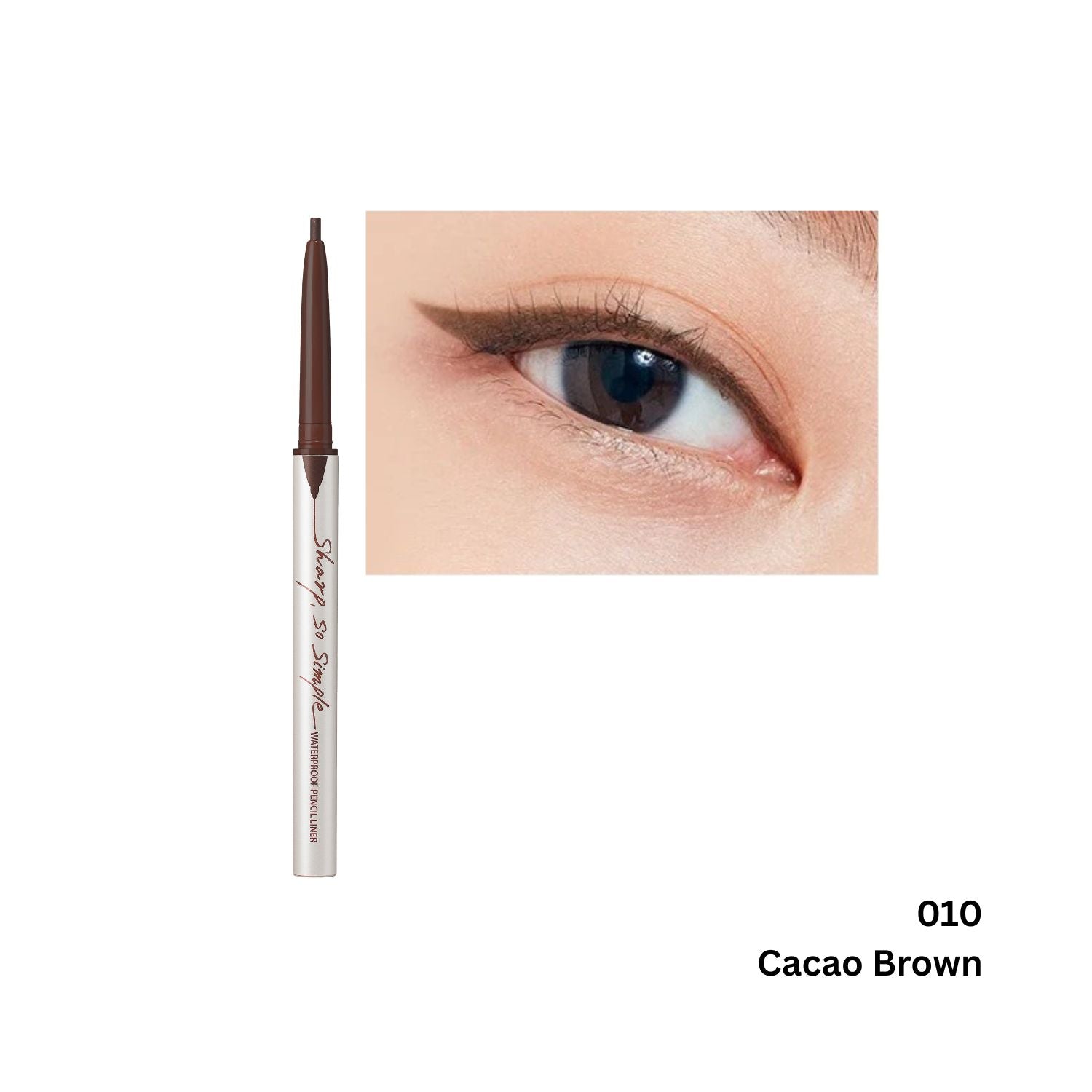 Clio Sharp So Simple waterproof pencil eyeliner in black, showing the sleek pencil with sharpened tip and packaging.