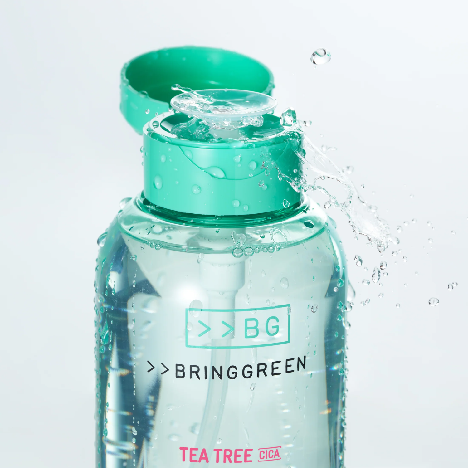 Bring Green Tea Tree Cica Sensitive Cleansing Water in a 500ml bottle, gentle gel and foam cleanser for sensitive skin.