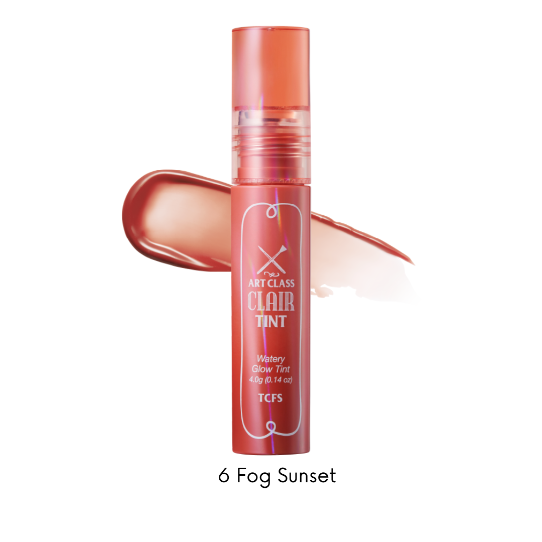Too Cool For School Artclass Clair Tint lip tint in soft pink shade, featuring a sleek tube and applicator for natural, vibrant color.