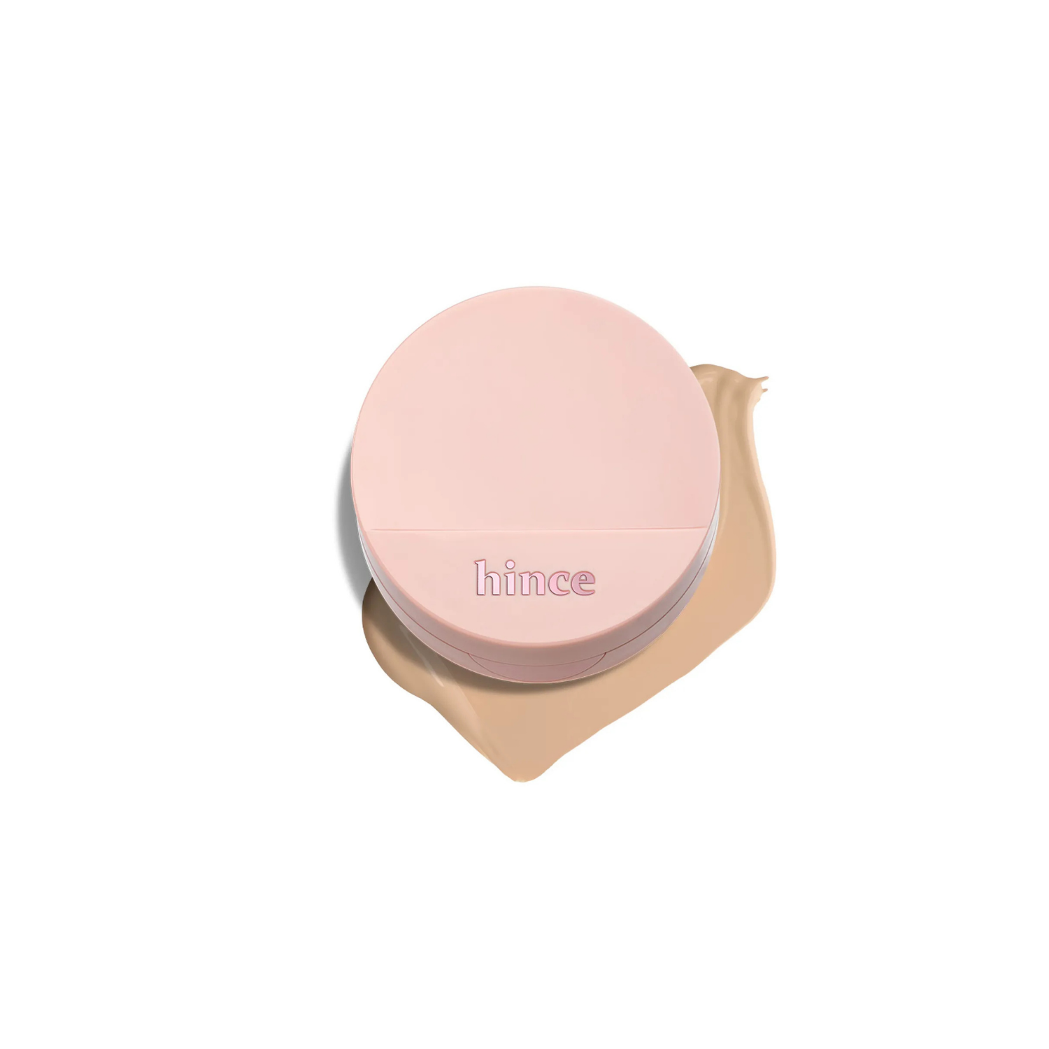 Hince Cover Master Pink Cushion foundation in a compact with a soft pink cover, designed for smooth, lightweight skin coverage.