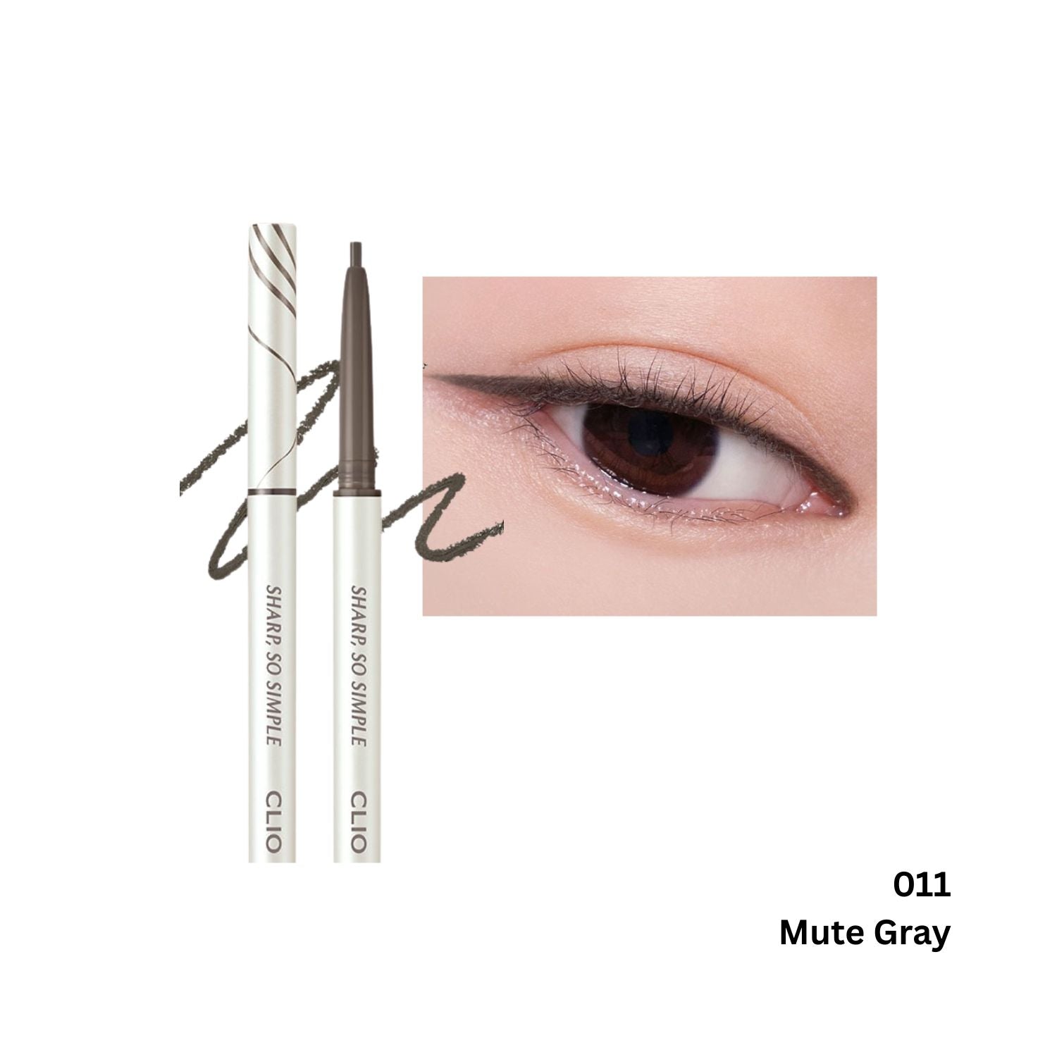 Clio Sharp So Simple Waterproof Pencil Eyeliner in black, showing the sleek pencil with a sharpened tip and waterproof formula.