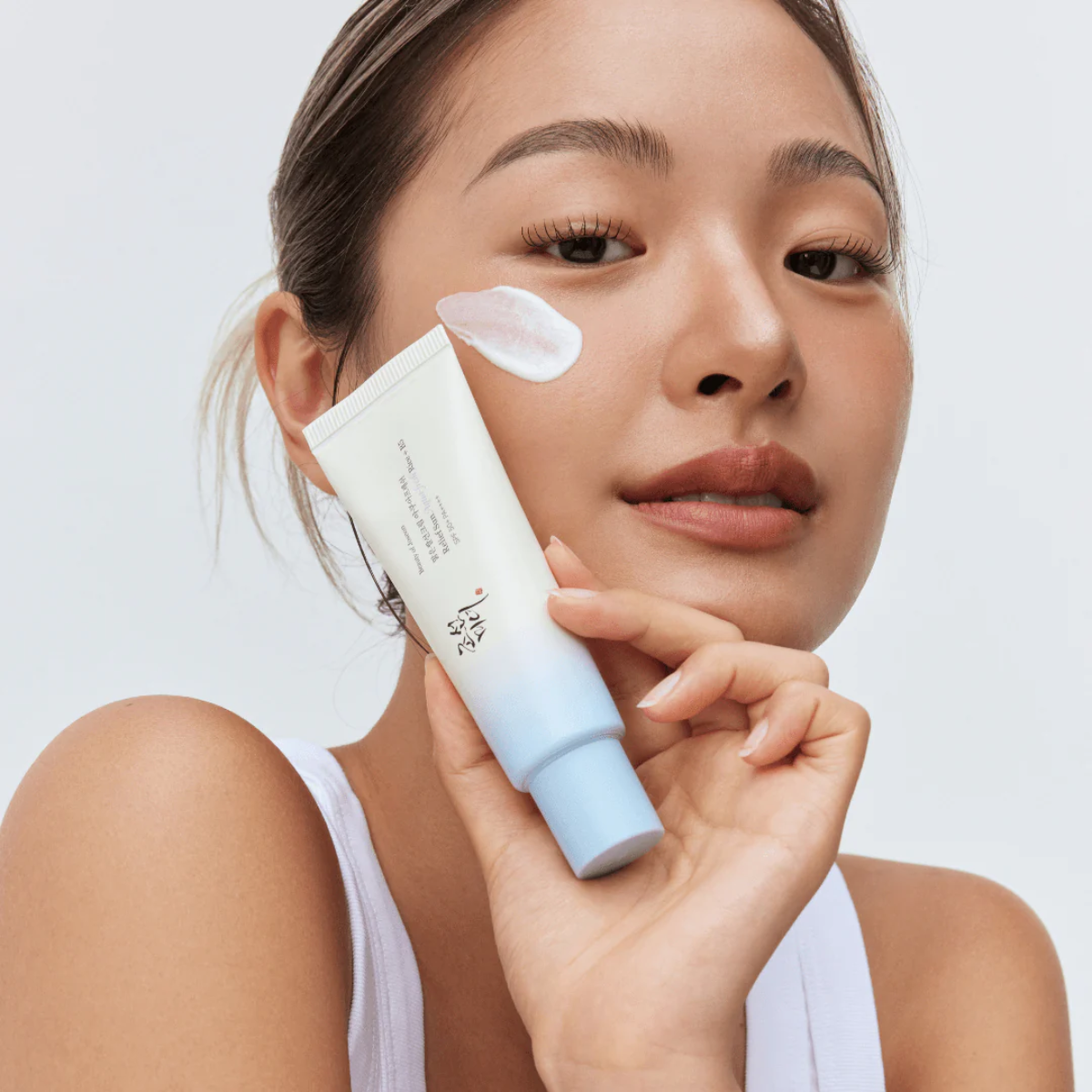 Beauty of Joseon Relief Sun Aqua-Fresh Sunscreen with Rice and B5, 50ml, showing the lightweight, hydrating sunscreen bottle.