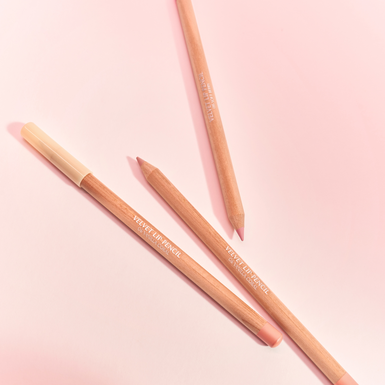 Clio Velvet Lip Pencil Set featuring eight colorful lip liners with sleek, velvety texture and precise application tips.